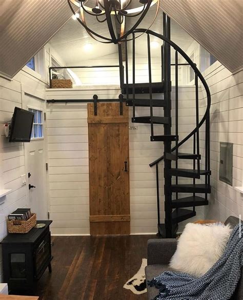 tiny house metal stairs|tiny house with spiral staircase.